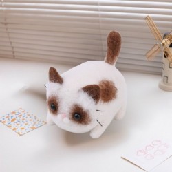 DIY Felting Kit - Brown and White Kitten