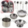 Set of kitchen utensils in a backpack - metal pots and spoons, 12 pieces.