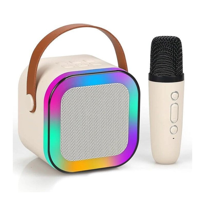 Bezvadu skaļrunis Kiddyz  K12 Karaoke Set of  Bluetooth wireless 6w speaker&amp1x Microphone with RGB Light Pink