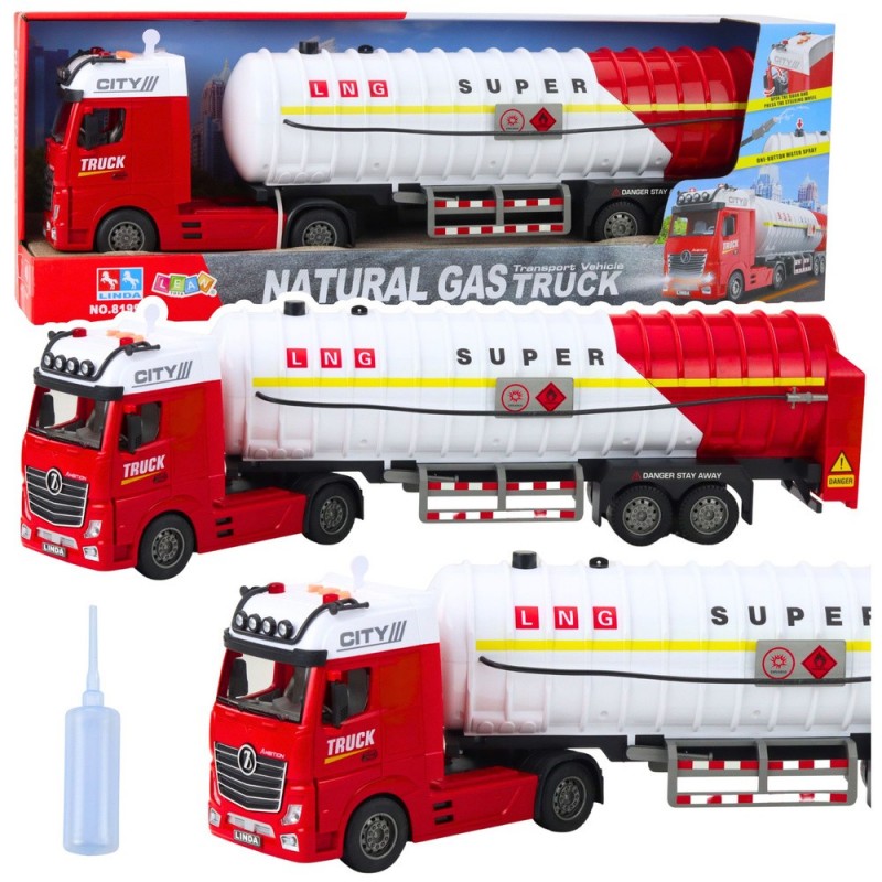 Tanker Truck Pumping Water Lights Sounds White and Red