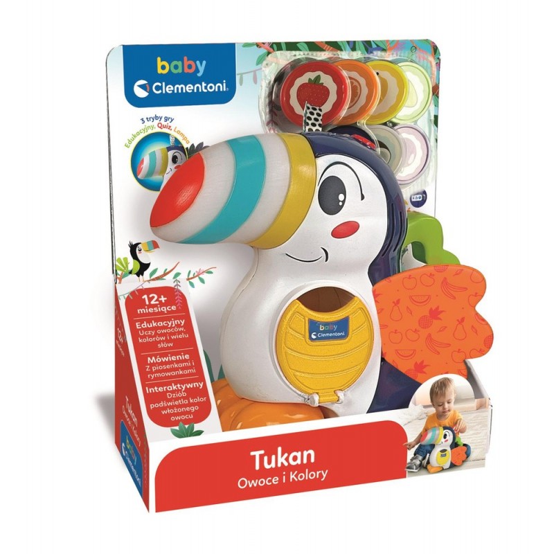 Interactive Toy Toucan Adrian: Fruits & Colors Polish Version Clementoni 50383