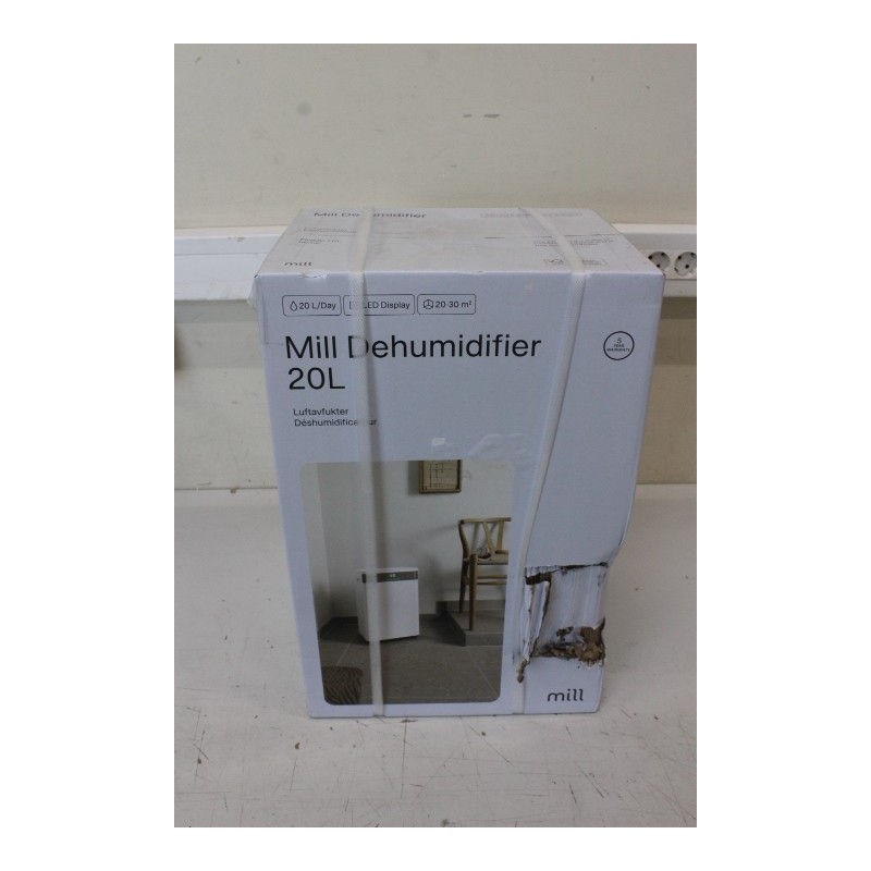 SALE OUT. Mill MDH20 Dehumidifier, 20L/day, for rooms 20-30 mu00b2, LED Display, White Mill Dehumidifier MDH20 |