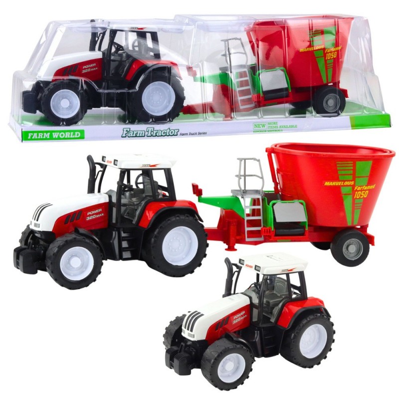 Agricultural Farm Tractor With Trailer Feed Mixer Red 60cm