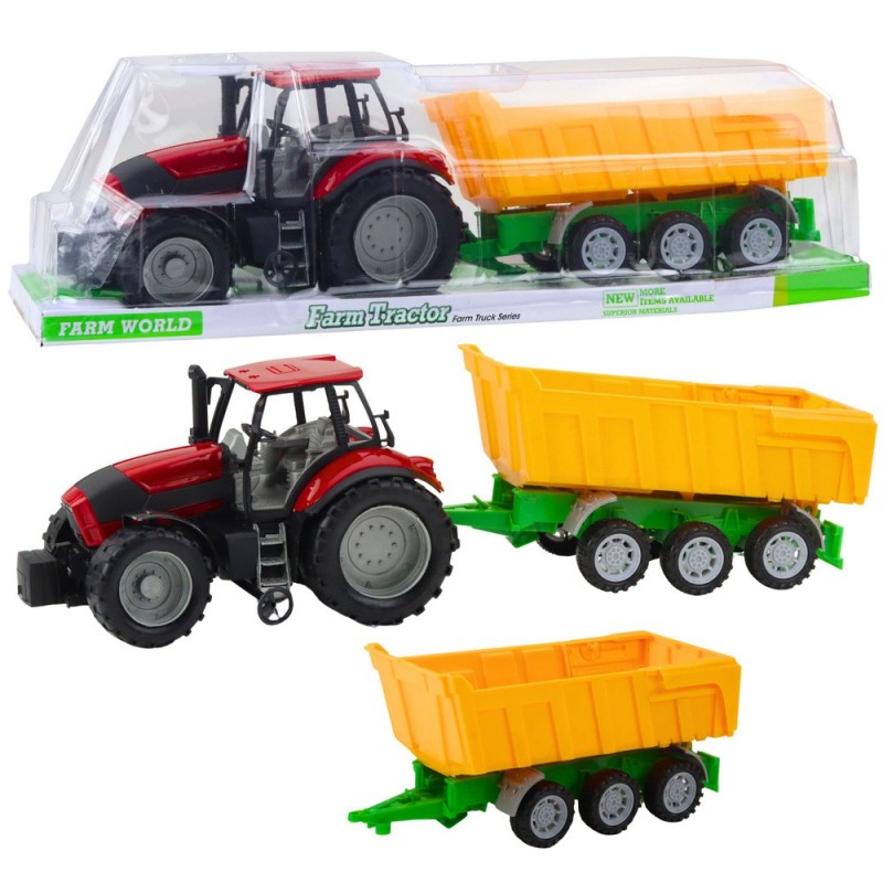 Agricultural Farm Tractor With Yellow Trailer Red 46cm