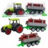 Green Agricultural Tractor with Trailer for Logs