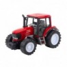 Agricultural Farm Tractor with Green Trailer and Hay Red