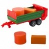 Agricultural Farm Tractor with Green Trailer and Hay Red