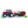 Agricultural Farm Tractor with Green Trailer and Hay Red