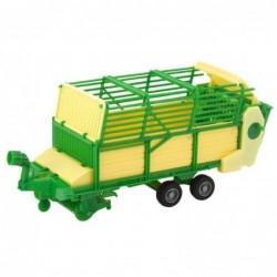 Agricultural Farm Tractor With Green and Yellow Trailer Green