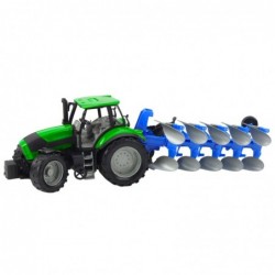 Agricultural Farm Tractor With Plow Drive Green