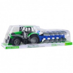 Agricultural Farm Tractor With Plow Drive Green
