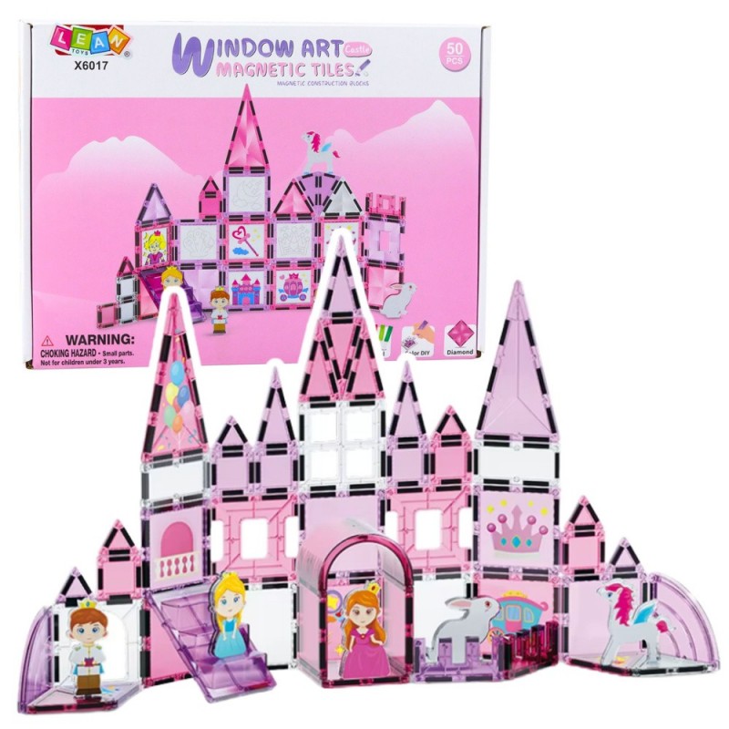 Magnetic Windows Blocks for Girls Pink 50 pcs.
