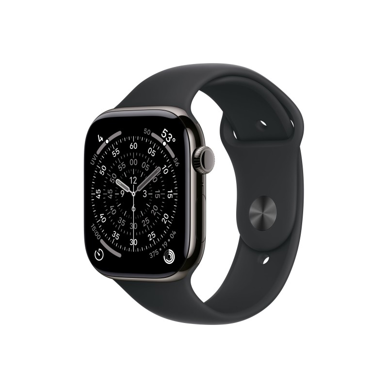 Apple Watch Series 11u00a0GPS + Cellular 46mmu00a0Slate Titanium Case with Black Sport Band - M/L