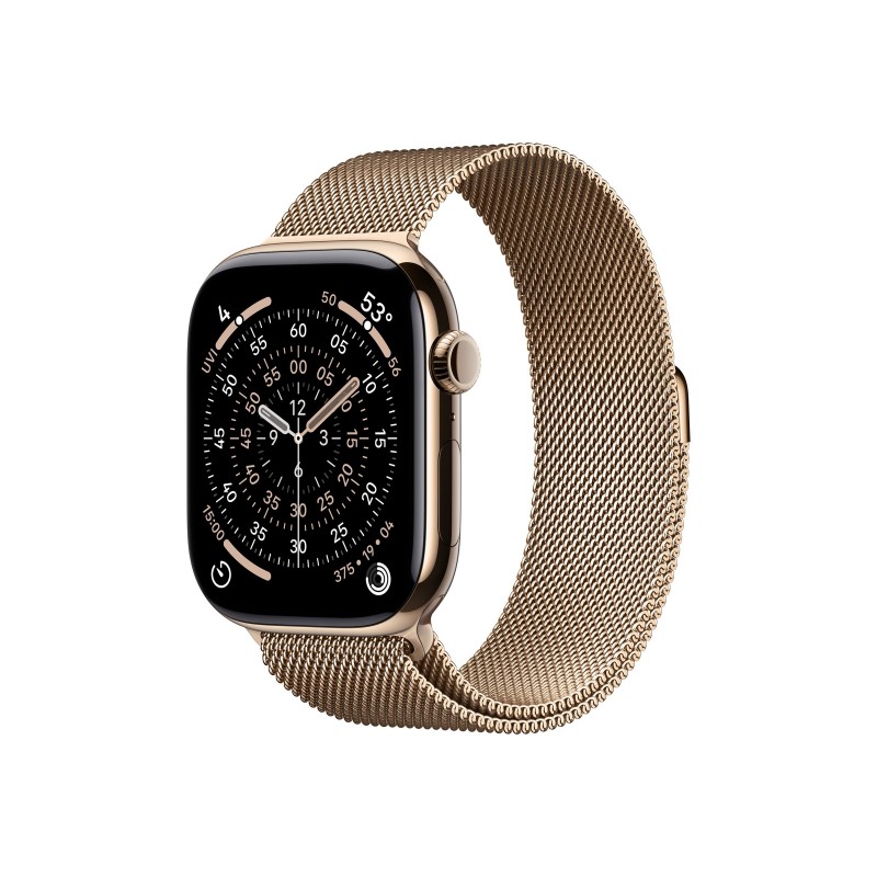Apple Watch Series 11u00a0GPS + Cellular 46mmu00a0Gold Titanium Case with Gold Milanese Loop - M/L