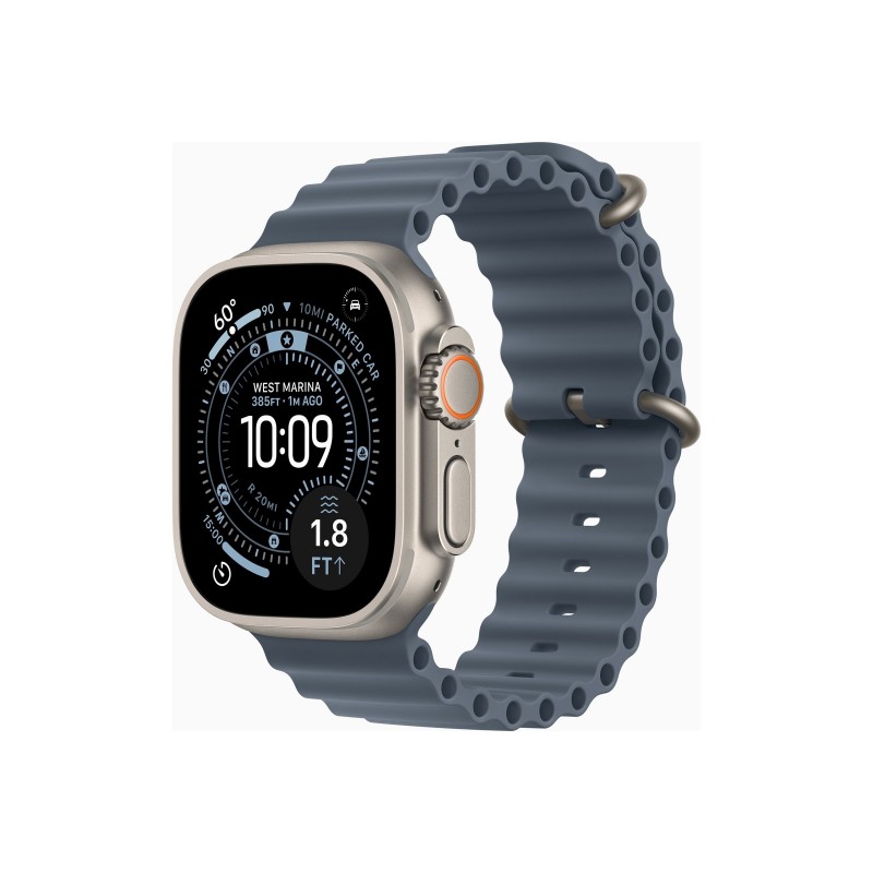 Apple Watch Ultra 3u00a0GPS + Cellularu00a049mmu00a0Natural Titanium Case with Anchor Blue Ocean Band