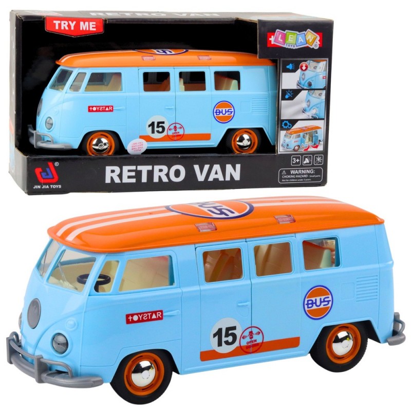 Retro Car Van Bus Lights Sounds Opening Doors Blue