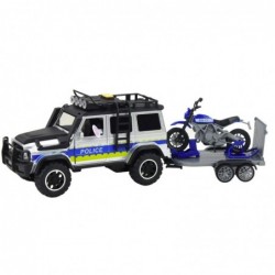 Police Car with Tow Truck and Motorcycle Set with Lights and Sounds