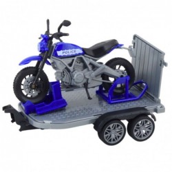 Police Car with Tow Truck and Motorcycle Set with Lights and Sounds