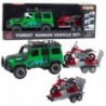 Off-road Vehicle Set with Tow Truck and Motorcycle Lights and Sounds Green