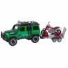 Off-road Vehicle Set with Tow Truck and Motorcycle Lights and Sounds Green