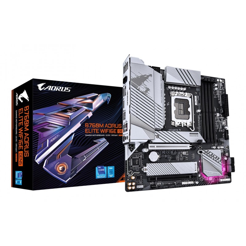 GIGABYTE B760M AORUS ELITE WIFI6E GEN5 Motherboard - Supports 14th Gen. Intel Core CPUs, 12+1+1 phases VRM, up to