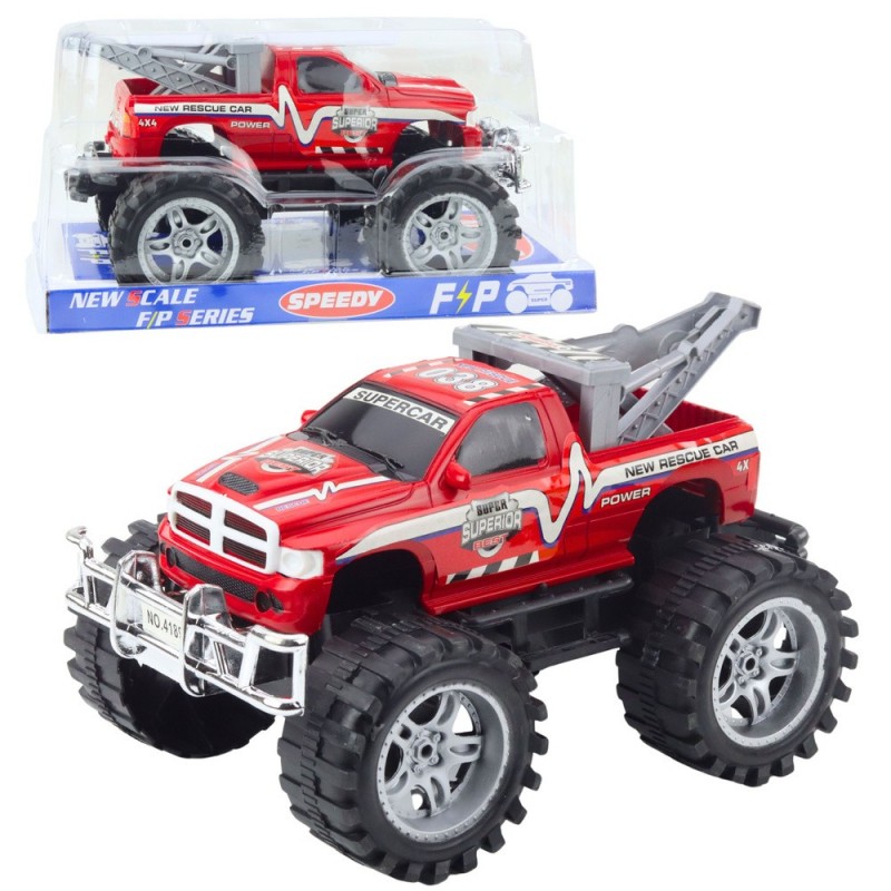 Rear-wheel drive off-road rescue vehicle with towbar, red 27cm