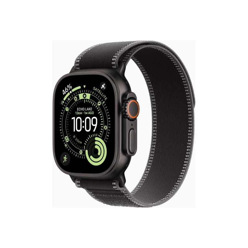 Apple Watch Ultra 3u00a0GPS + Cellularu00a049mmu00a0Black Titanium Case with Black/Charcoal Trail Loop - S/M