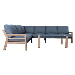 Garden furniture set TOMSON table and corner sofa, teak grey