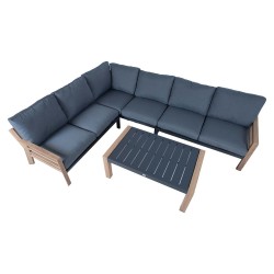 Garden furniture set TOMSON table and corner sofa, teak grey