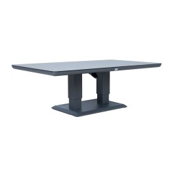 Table TOMSON 150x90xH52-75cm, dark grey with glass top