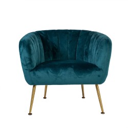 Кресло TUCKER 78x71xH69см, материал покрытия  бархат, цвет  морской зелёный, ножки  нержавеющая сталь золотого цвета