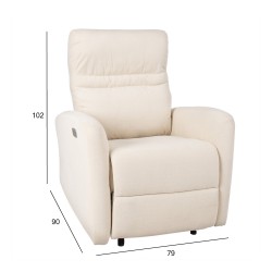 Кресло-реклайнер SAHARA электрический механизм 79x90xH102см, материал покрытия  ткань, цвет  натуральный белый
