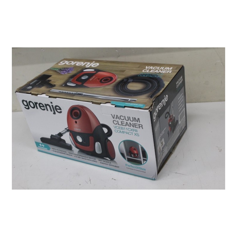 SALE OUT. Gorenje VCEB11CXRII Vacuum Cleaner, Bagged, Power 800 W, Dust Container 2 L, Working Radius 15 m, Red |