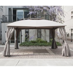 Gazebo SAINT MALO 4x3m, steel frame, roof and side walls  polyester fabric, color  beige