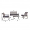 Garden furniture set VICTORIA with cushions, table, bench and 2 arm chairs, steel frame with plastic wicker, color  grey