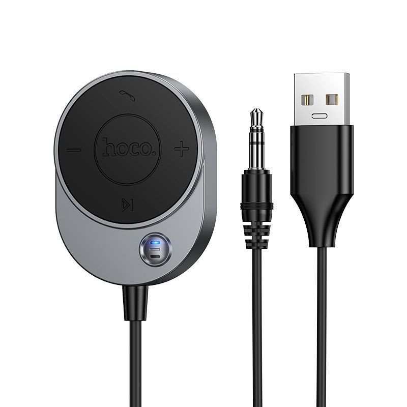 Bezvadu skaļrunis Hoco  Wireless car receiver Hoco AUX Bluetooth with cable Jack 3,5 mm E150 metal gray 