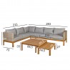 Garden furniture set CAPTAIN with cushions, corner sofa and 2 tables, color  greyish beige  teak wood