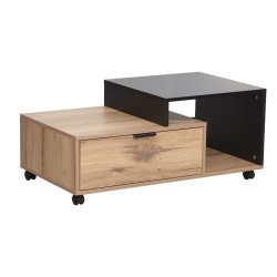 Coffee table HANNES 90x50xH40cm, rustic   black melamine