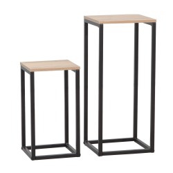 Side table HANNES 2pcs set 26x26xH60cm, 22x22xH40cm, rustic melamine