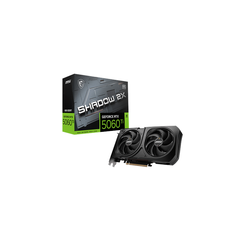 MSI GeForce RTX 5060 Ti 8G SHADOW 2X OC PLUS Bulk Pack NVIDIA 8 GB GeForce RTX 5060 Ti GDDR7 HDMI ports