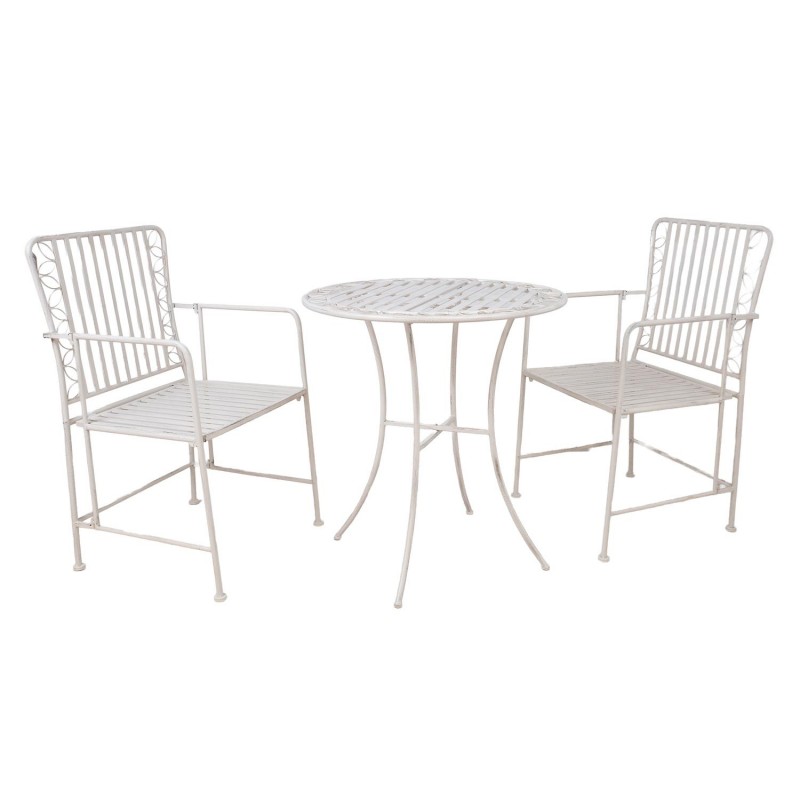 Balcony set JASMINE table and 2 chairs, antique white metal