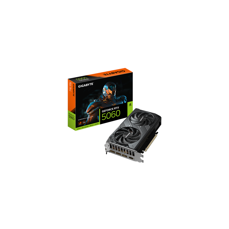 Gigabyte GeForce RTX 5060 WINDFORCE MAX OC 8G NVIDIA 8 GB GeForce RTX 5060 GDDR7 HDMI ports quantity 1 PCI-E