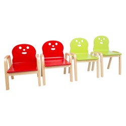 Kids set HAPPY table, 4 chairs, white red green