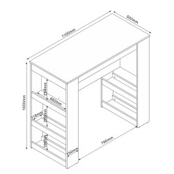 Baarilaud HANNES 110x50xH100cm, rustik melamiin
