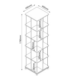 Bookshelf FERDIE swivel 45x45xH176cm, ash black