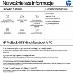 HP ProBook 4 G1i Ultra 5 225U 14.0"WUXGA IPS 300nits AG 24GB DDR5 5600 SSD512 Arc Cam1080p 56Wh W11Pro Pike silver