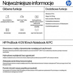 HP ProBook 4 G1i  Ultra 5 225H 16.0"WUXGA IPS 300nits AG 24GB DDR5 5600 SSD512 Arc Cam1080p 56Wh W11Pro Pike silver