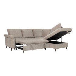 Corner sofa bed LINDY RC, light brown