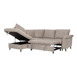 Corner sofa bed LINDY LC, light brown