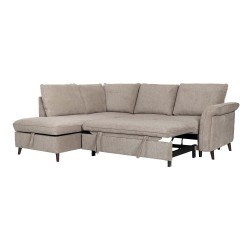 Corner sofa bed LINDY LC, light brown